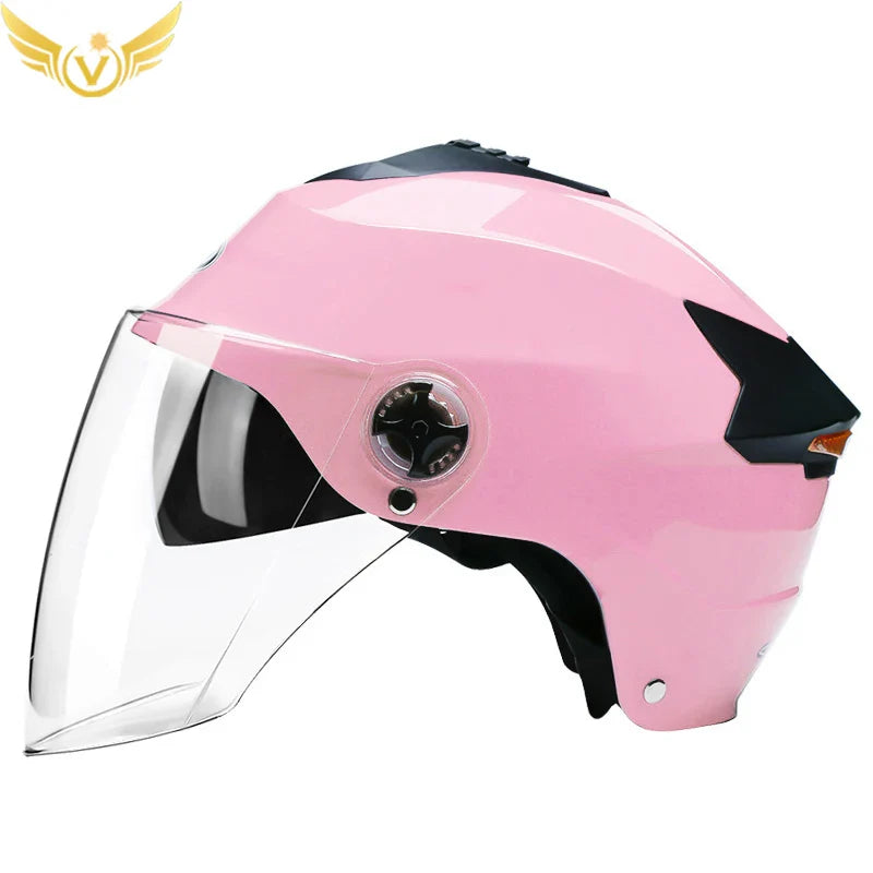 Motorcycle Helmets With Led Lights Moped Helmet Electric Scooter for Men Women With Double Visor Rechargeable Bicycle Light Bike