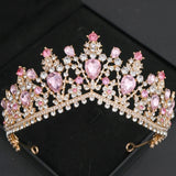 Pink Crystal Tiaras And Crowns Rhinestone Prom Diadem Crown For Women Bridal Wedding Hair Accessories Jewelry Crown Tiara Gift