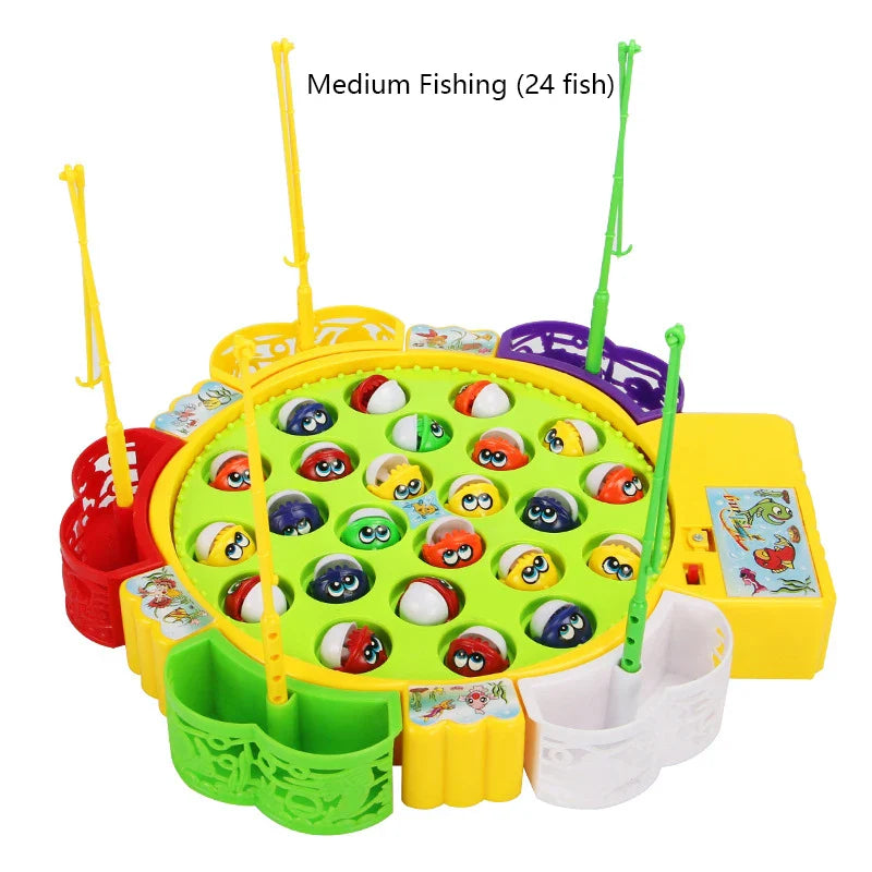 Electric Musical Rotating Fishing Toy Children Board Play Fish Game Outdoor Sports Educational Toys For Boys Girls