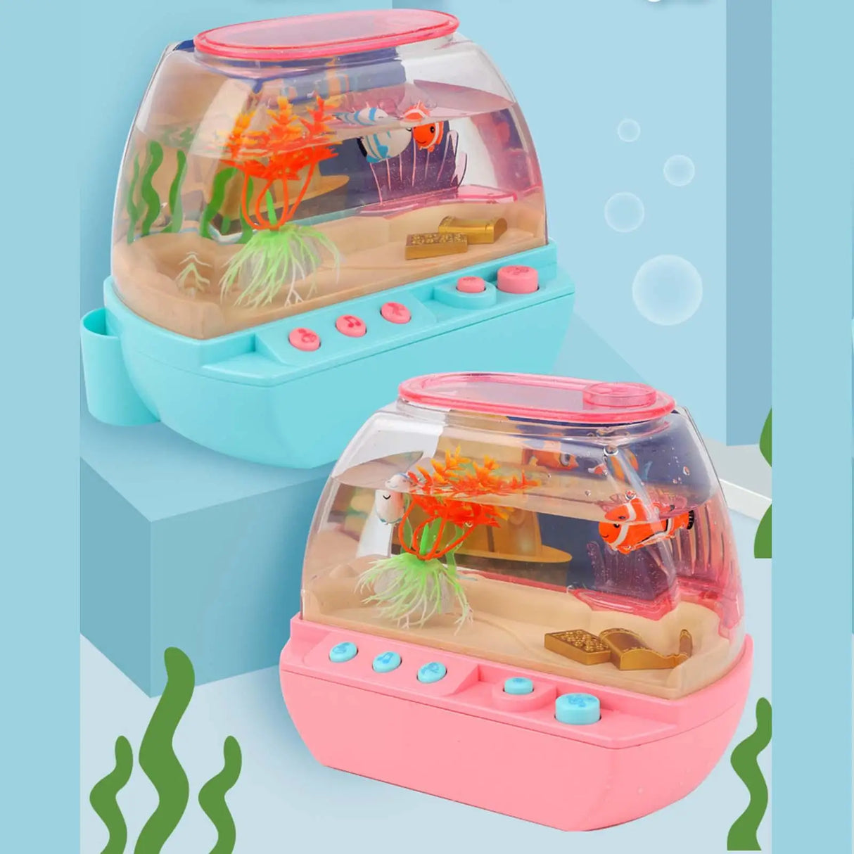 Aquarium  Tank Decoration ,Cartoon with Music with Moving  Mini