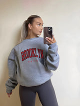 Blessyuki 2023 Plus Size Letter Printed Hoodies for Women Autumn Winter Oversized Casual Long Sleeve O-neck Y2k Sweatshirt Top