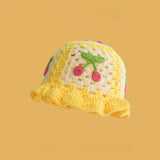 Korean Hand knit Crochet Bucket Hats Spring Summer Soft Straw Sun Hat Women Bucket Hats Plaid Designer Bob Fisherman Cap