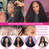 250% Rear to Wear Glueless Human Hair Wig 4x4 5x5 Glueless Wig HD Transparent Curly Human Hair Deep Wave 13x6 Lace Frontal Wig