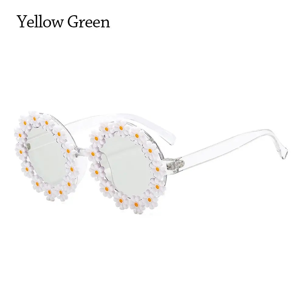 Fashion Retro Daisy Sunglasses for Women Round Flower Sun Glasses Trendy Summer Pool Beach Party Shades UV400 Eyewear