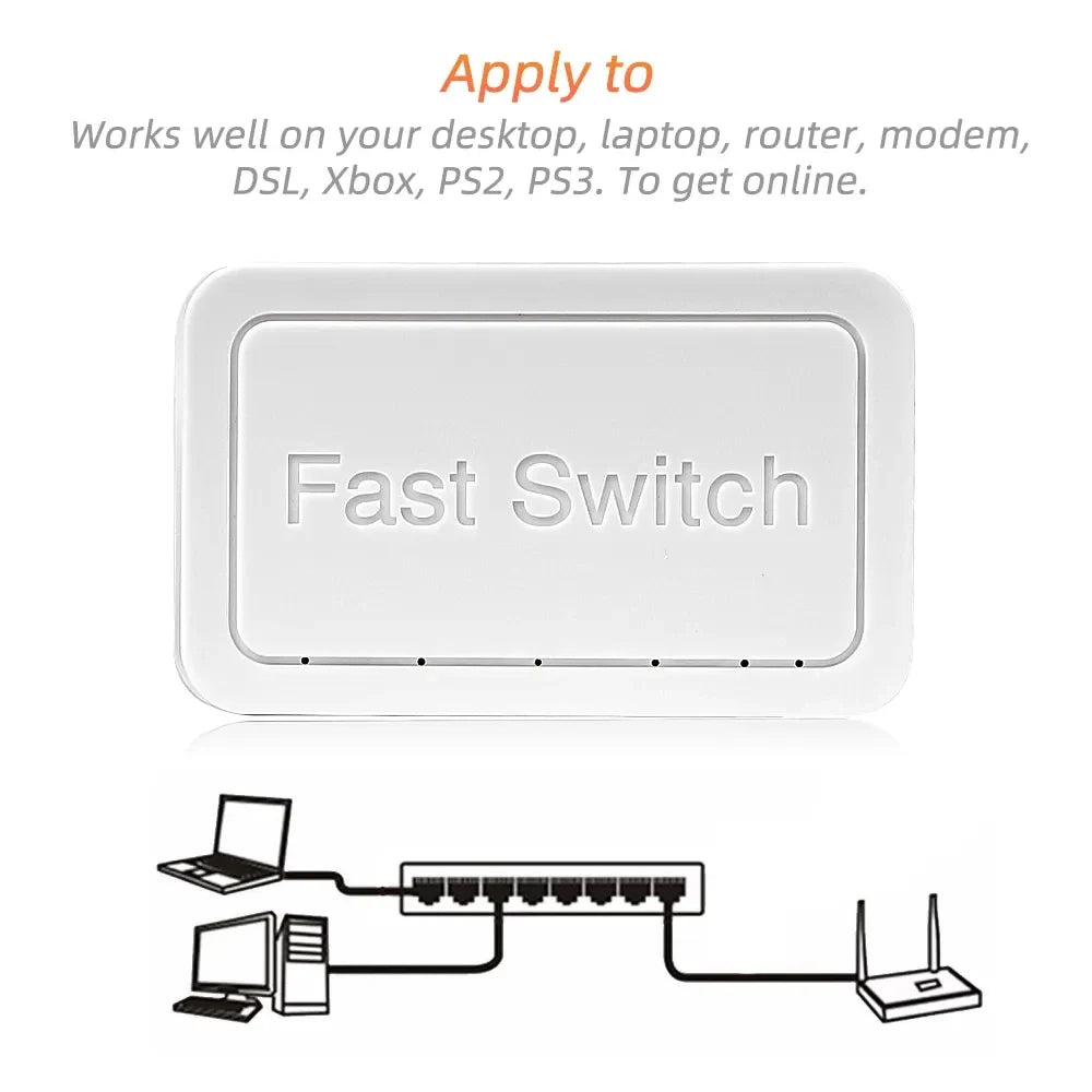 10/100 / 1000Mbps Mini Gigabit Network Switch 5 Port Ethernet Switch Internet Splitter Desktop RJ45 Hub