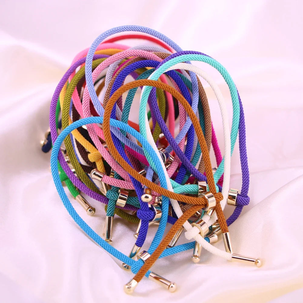 50PCS, Colorful Thread Rope Couple Bracelet Gold Copper Milan Adjustable Thread Twine Bracelet Bangle for Men Women DIY Jewelry