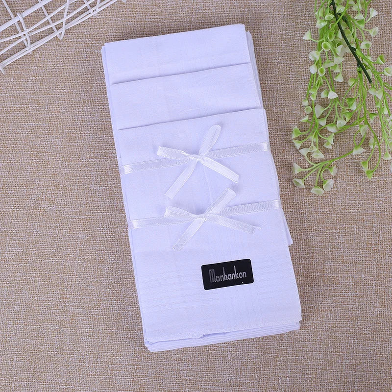 1pcs Mens White Handkerchiefs 100% Cotton Square Super Soft Washable Hanky Chest Towel Pocket Square 40x40cm