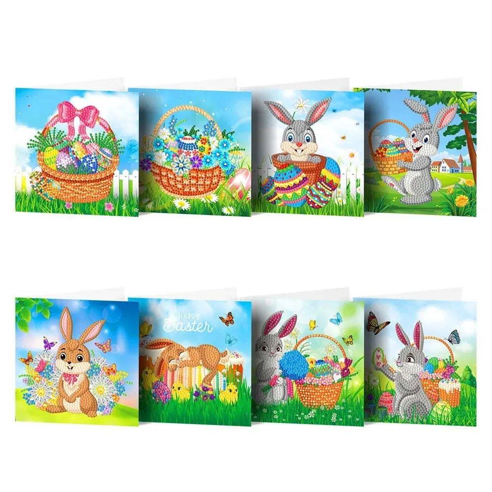 AZQSD Diamond Painting Greeting Card Blessing Christmas 6/8/12pcs Happy Birthday Animal Flower Landscape Envelope Postcard