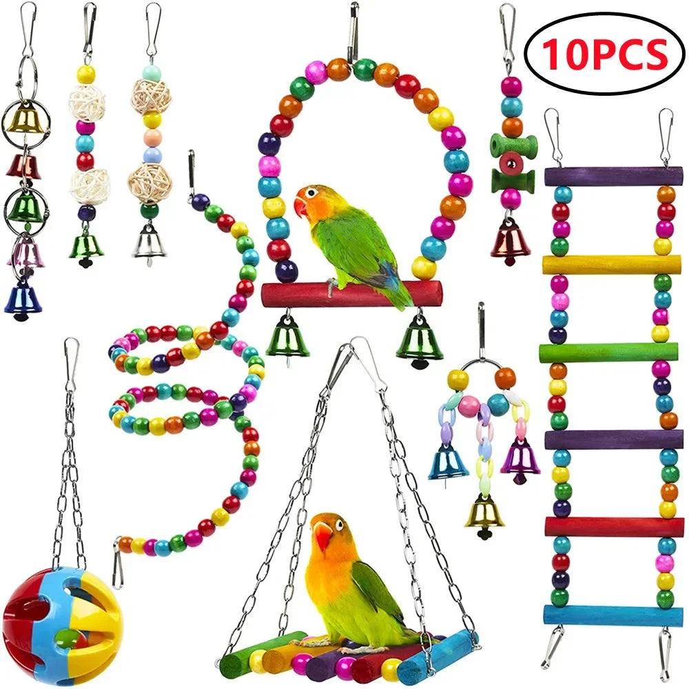 Toys Standing Bell Swing Toy Parrot Bird Combination For Accessories Bite Articles Ball Pet Training