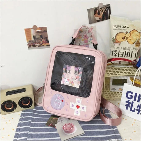 Y2K Cute Clear ItaBag Women's Lolita Backpack Kawaii Girl Shoulder Bag DIY Display Transparent Pocket Japanese Doll Tote Handbag