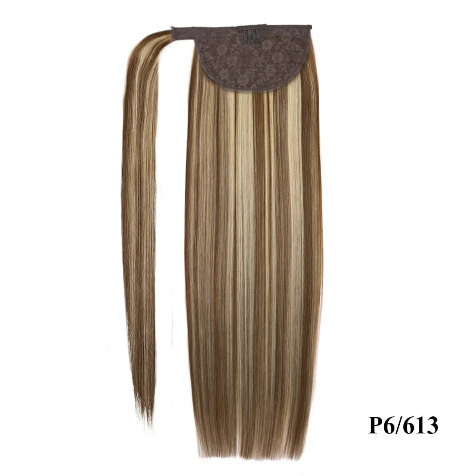 100% Human Hair Ponytail European Straight 120gram Wrap Around Clip In Pony Tail Machine Remy Hair 12-26 Inches ALI-BEAUTY