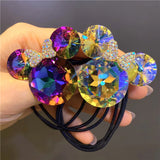 Cute Girls Elastic Hair Band Square Elegant Rhinestone Shiny Crystal Gem Hair Accessories Scrunchies Pearl Hair Ties Wholesale