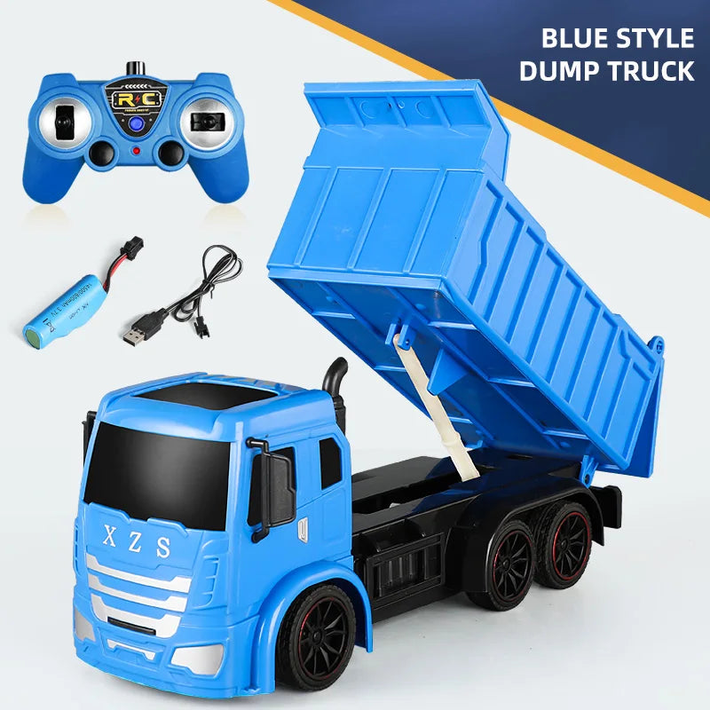 RC Excavator Dumper Car 2.4G Remote Control Engineering Vehicle Crawler Truck Bulldozer Toys for Boys Kids Christmas Gifts