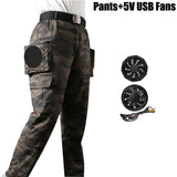 Fan Pants Cold Fishing Pure Cotton Site Welder Camping Ride Climbing Hiking Sports Fan Suit Air-Conditioning Clothes Fan Cooling