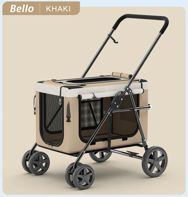 Bello Pet Strollers Folding Trolley Lightweight Pets Cat Carrier Cage Pet Gear Strollers for Small Dog Carrier Bag Trolley Case