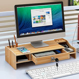 Wood Monitor Riser with Drawer Computer/Laptop/PC Stand for Desk Organizer Wooden Desk Organizer W/ Drawer File Storage Desk