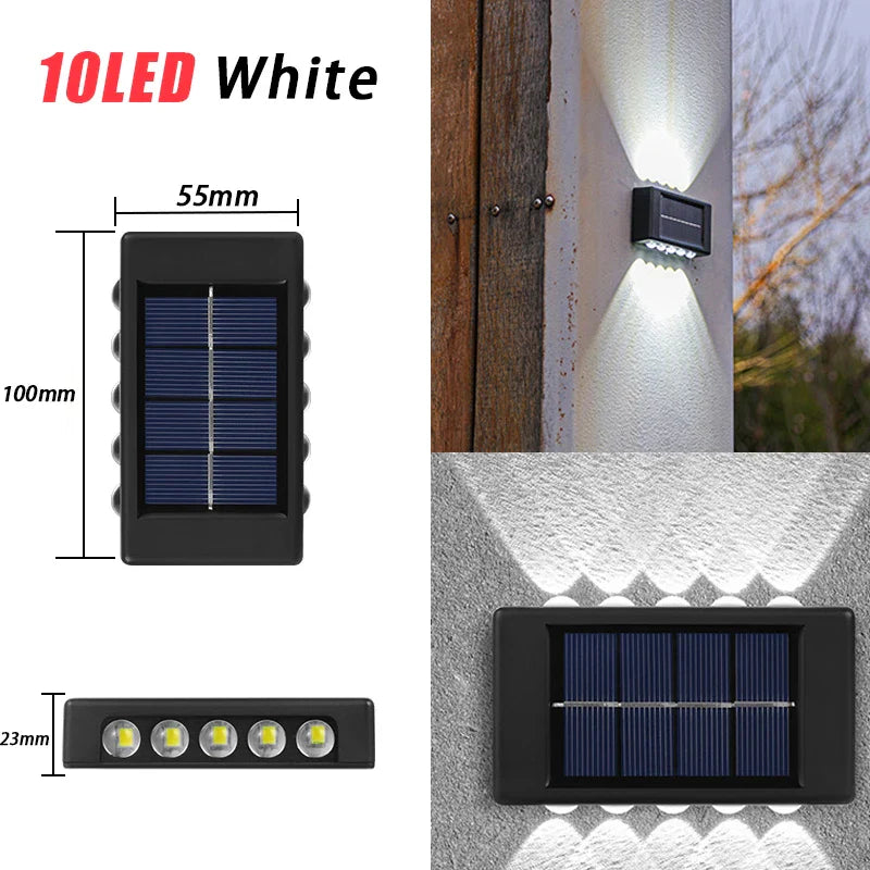 16PCS Solar Wall Light Warm Light Up and Down Auto Working 10LED Texture Black Shell House/garden/porch Lighting Light