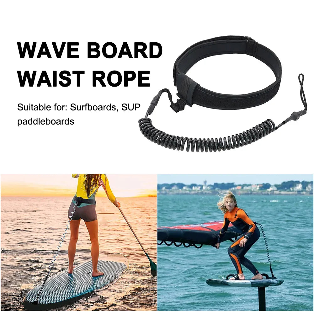 6mm Water Sport Surfboard Leash TPU Spring Rope Wrist Surf Leash Leash Waist Belt for Surfing/Standup Paddle Board/Kayak