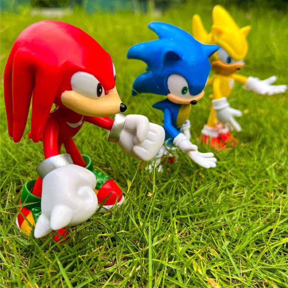 5pcs Set Cute Sonic PVC Character Toy Hedgehog Shadow Tail Figure 14cm Model Dolls Children Animal Toy Birthday Gift