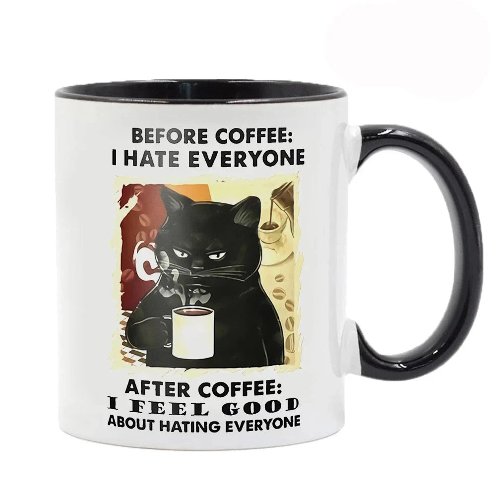 Funny Cat Mugs Coworker Gifts Coffee Spelled Backwards Is Eeffoc Coffeeware Mugen Home Decal Tableware Drinkware Tea Cup Teaware