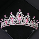 Pink Crystal Tiaras And Crowns Rhinestone Prom Diadem Crown For Women Bridal Wedding Hair Accessories Jewelry Crown Tiara Gift