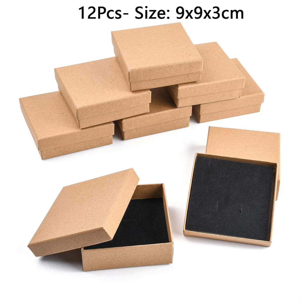 pandahall Cardboard Jewelry box Set Gift Boxes for Earrings Ring Necklace Packing jewelry organizer Display Boxes 9x7x3cm 12pcs