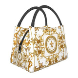 Custom Golden Lion And Damask Ornament Lunch Bags Men Women Warm Cooler Insulated Lunch Boxes for Picnic Camping Work Travel