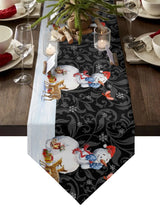 Christmas Snowflake Elk Linen Stain Resistant Table Runner Christmas Dinner Party Wedding Table Runner Kitchen Table Decorations