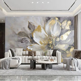 Custom 3D  Modern Light Luxury Gold Leaf Flower Art TV Sofa Background Wall Mural Wallpaper Papel De Parede Wall Covering Tapety