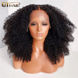 QT Afro Kinky Curly Lace Front Wigs 13x4 HD Transparent Human Hair Lace Wig Brazilian Curly 4x4 Lace Closure Wig For Black Women