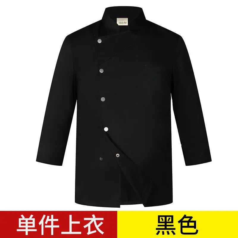 black Chef Jacket long Sleeve chef uniform Cook Coat Chef T-shirt Baker Work Uniform Waiter Restaurant Hotel Clothes women Logo