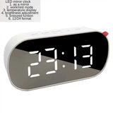 Led Alarm Clock Digital Children Electronic Alarm Clocks Curved Screen Mirror Temperature Clock with Snooze Function Desk Clock