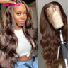 Body Wave Brown Glueless 13x6 HD Lace Frontal Wigs Human Hair Wig #4 Chocolate Brown 13x4 360 HD Full Lace Front Human Hair Wig