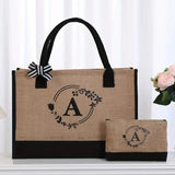 Reusable Jute Large Capacity Printed Letters Set Ladies Tote Bag Shopping Party Party DIY Gift Bag Shopping