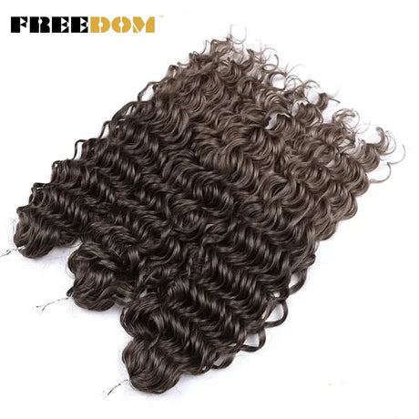 FREEDOM Synthetic Deep Wavy Twist Crochet Hair Afro Curly Hair Crochet Braids Hair Extensions For Women High Temperature Fiber