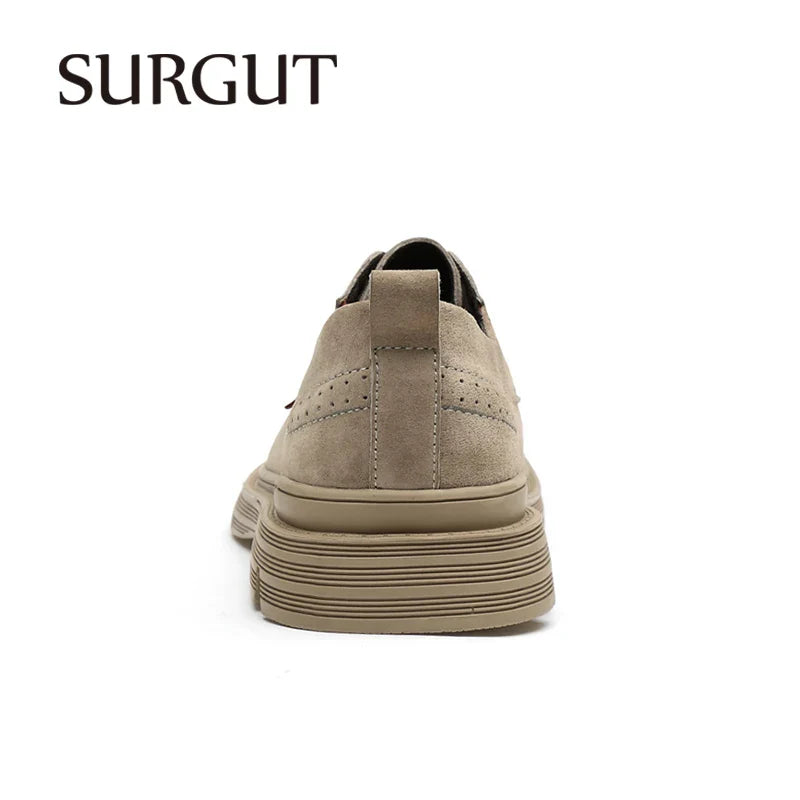 SURGUT Men's Comfortable Casual Work Men Shoe Brand Leather Shoe Top Quality Driving Moccasin Men Luxury Brand Flats Boat Shoes