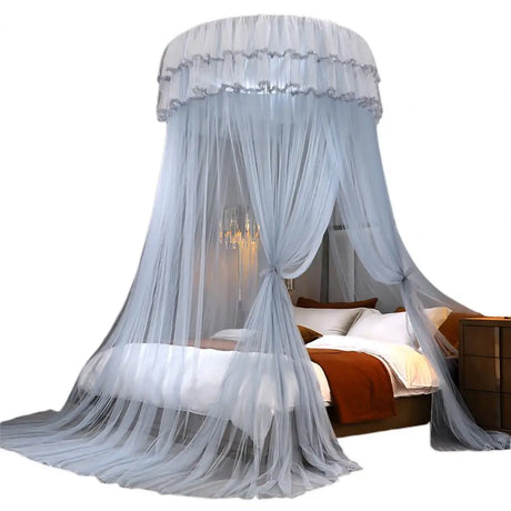 Breathable Hanging Mosquito Net Top Hook Lace Bed Canopy Encrypted Mesh Round Dome Court Style Crib Canopy Bedroom Decoration