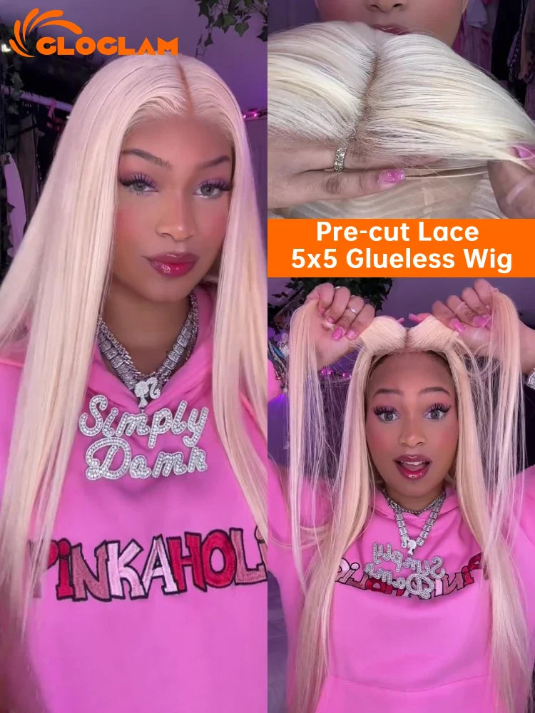 Blonde 5x5 Glueless Wig Human Hair Ready To Wear And Go Pre Plucked Straight 613 13x4 13x6 13x6 Hd Lace Frontal Wigs For Women