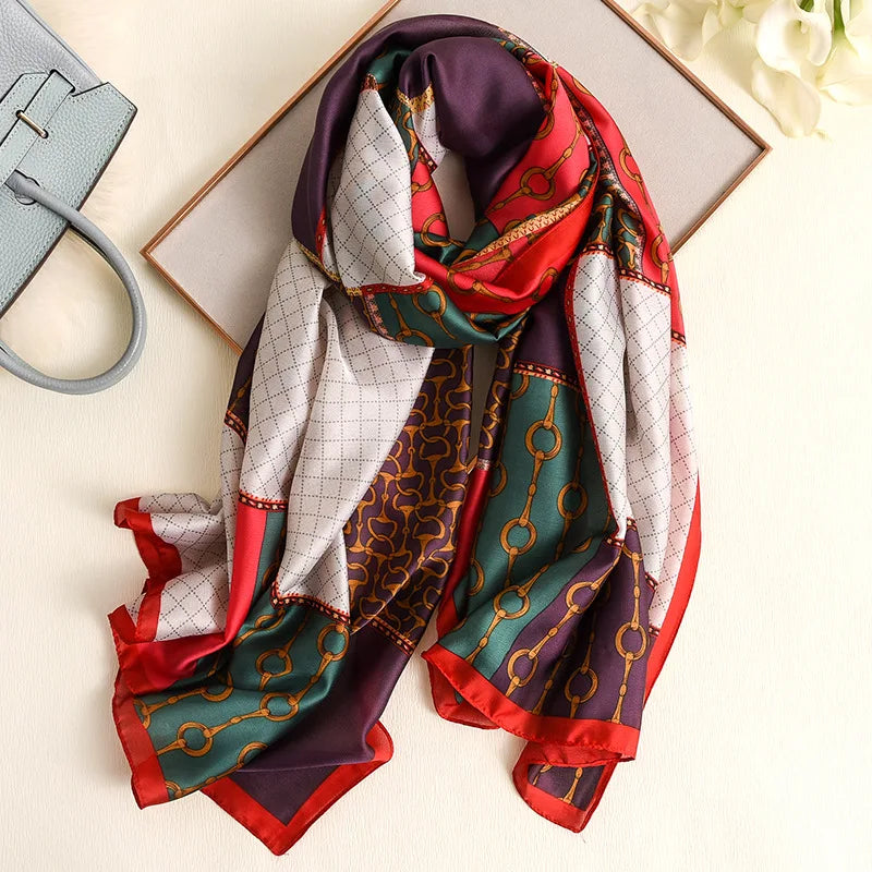 100% Natural Silk Scarf Women Luxury Brand Digital Print Flowers Silk Pashmina Shawl Female Long Bandana Foulard 2020 Oversize