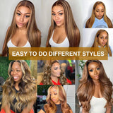 Highlight Wig Human Hair Ombre Brown Lace Front Wig Brazilian Hair Wigs For Women 30 Inch Honey Blonde Body Wave Lace Front Wig