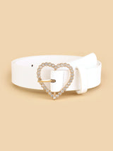 Women's New All Seasons Hot Heart-Shaped Diamond Buckle Head Belt Fashion Match Any Clothing Belt