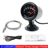 2" 52MM Exhaust Gas Temp Gauge Racing Meter White LED EGT Auto Car 3~13X100℃ EGT Temperature Meter+Sensor for Gasoline Car 12V