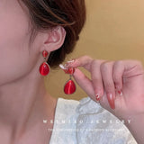 Water Drop Circle Earings Temperament Retro Heart Round Geometric Statement Dangle Earrings Female Luxury Jewelry Wholesale