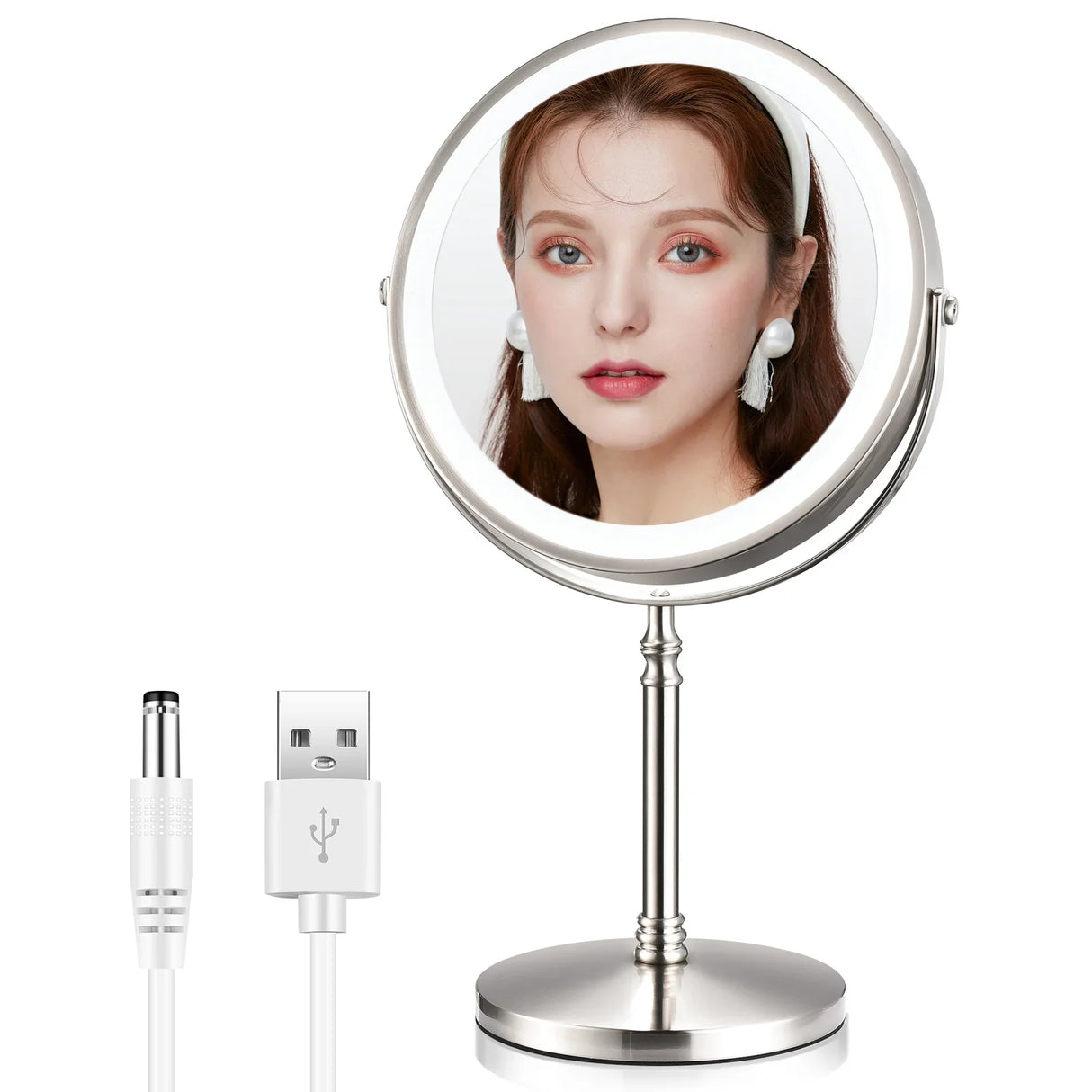 Makeup Mirror With Light Lamp 10x Magnifying Desktop Vanity Mirror Backlit Adjustable Light Standing Cosmetic Mirror