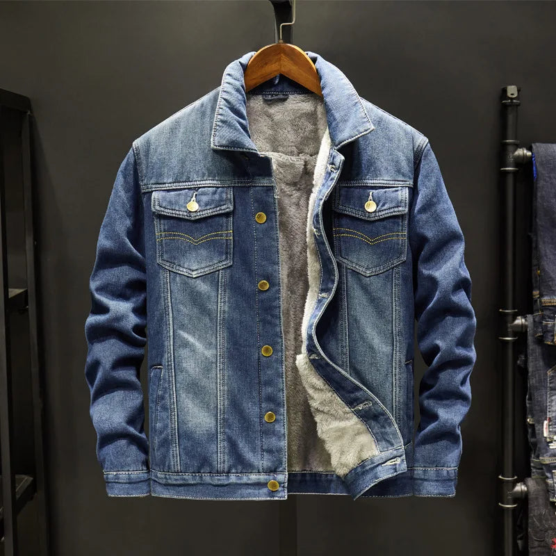 Winter Padded And Thickened Denim Jacket Men's Denim Casual Jacket