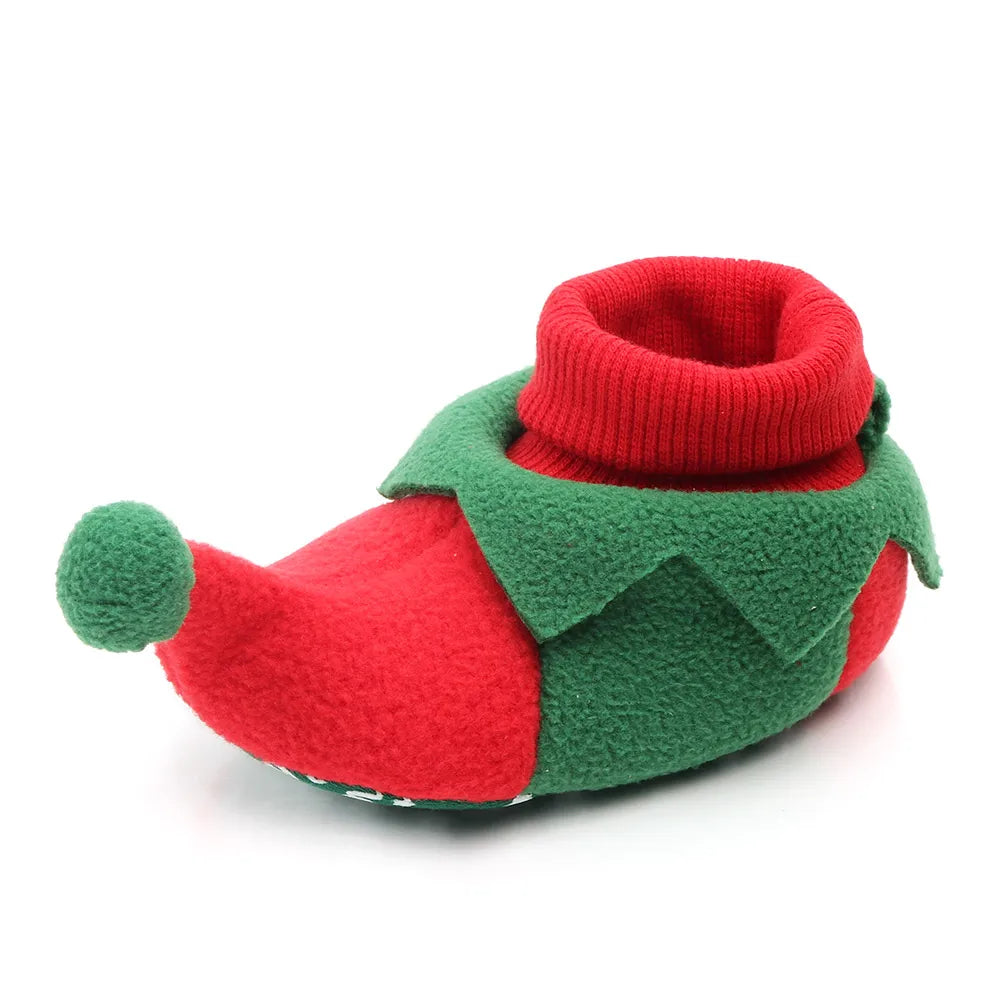 Baby Shoes for Winter Christmas Infant Shoes Cute Santa for Boys and Girls 11CM/12CM/13CM 0-12 Months Warm Lining Inside Soft