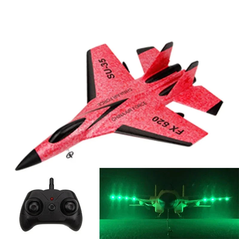 RC Plane SU-35 With LED Lights Remote Control Flying Model Glider Aircraft 2.4G Fighter Hobby Airplane EPP Foam Toys Kids Gift