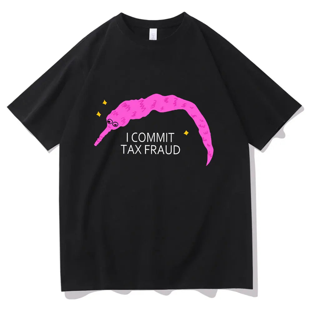 Commit Tax Fraud T Shirt Harajuku Cartoon Letter Printing T Shirt Graphic Casual Crew Neck Short Sleeve Plus Size T Shirt Women