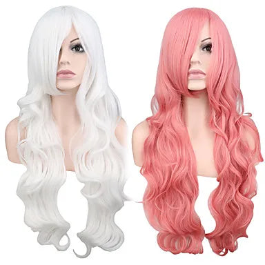 Women Synthetic Hair Red Pink Blue Orange Curly Body Wave Hair for Adult High Temperature Fiber Quality Halloween Wig