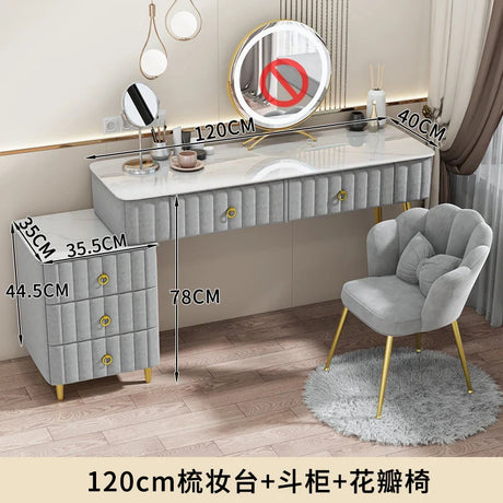 Luxury Nordic Dressing Table Mirror Chair Bedroom LED Modern Dressing Table Drawer Drawer Coiffeuse De Chambre Furniture Makeup